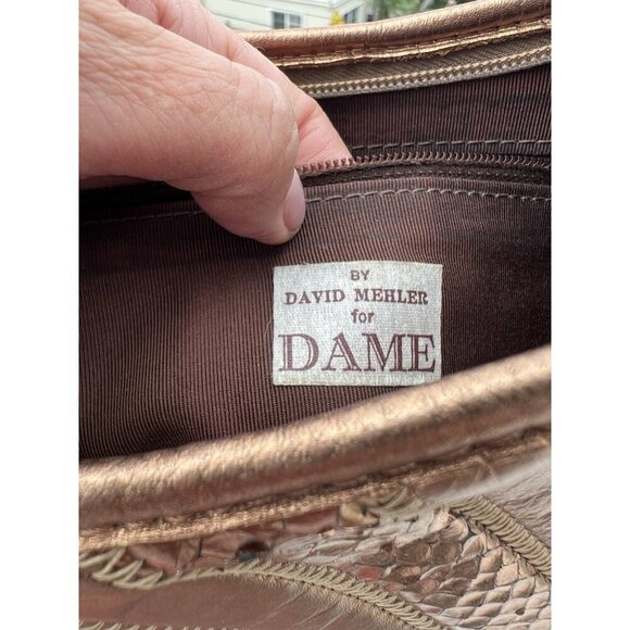 David Mehler for DAME 70s vintage snakeskin leather copper crescent shoulder bag - Picture 7 of 13